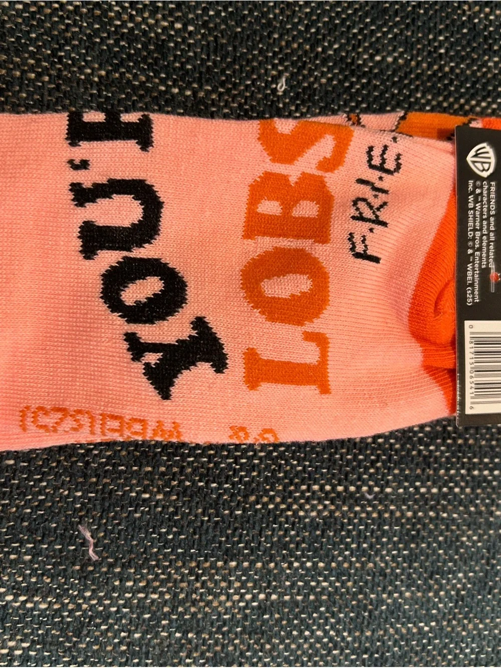 FRIENDS Pink Crew Socks with Orange Fox Graphic